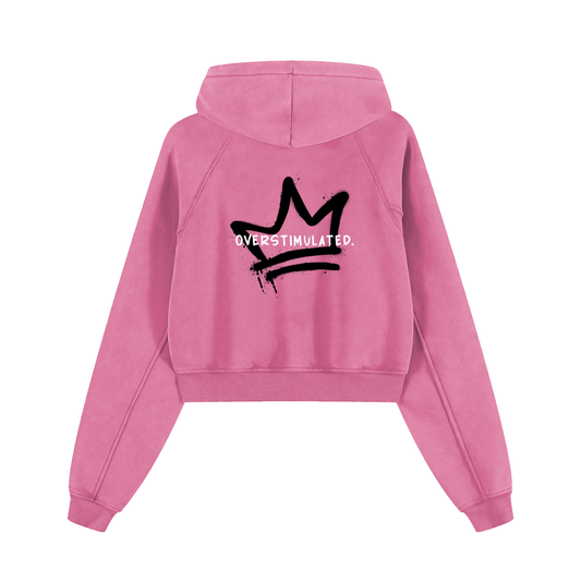Overstimulated Snow Washed Cropped Hoodie